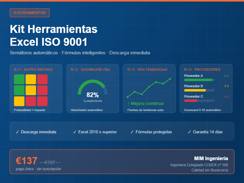 herramientas excel iso 9001